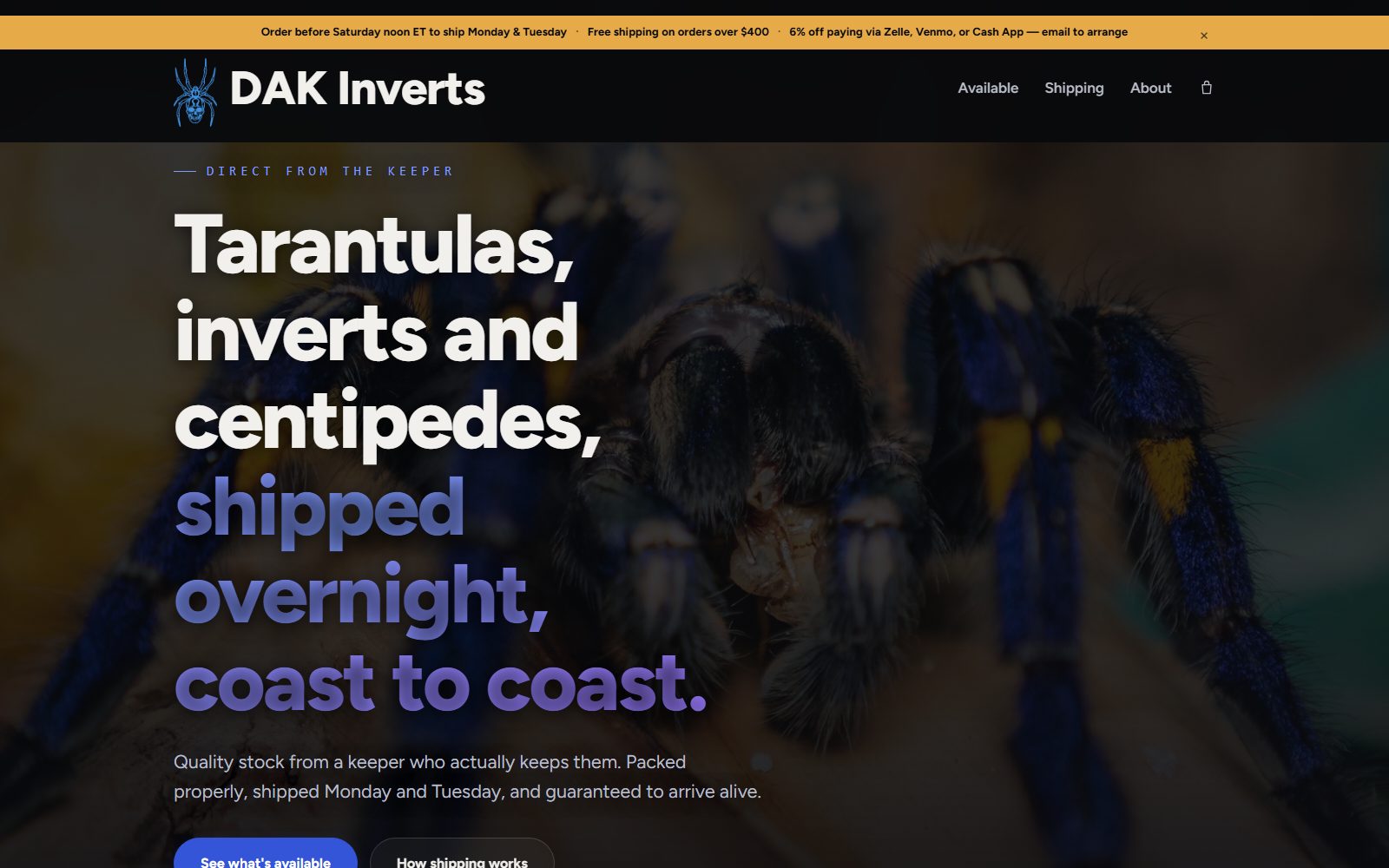 DAK Inverts website
